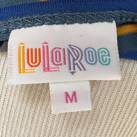 NWT LuLaRoe Maurine Dress Royal Blue, Slate Blue, and Medium Yellow Sz Medium - Picture 7 of 8
